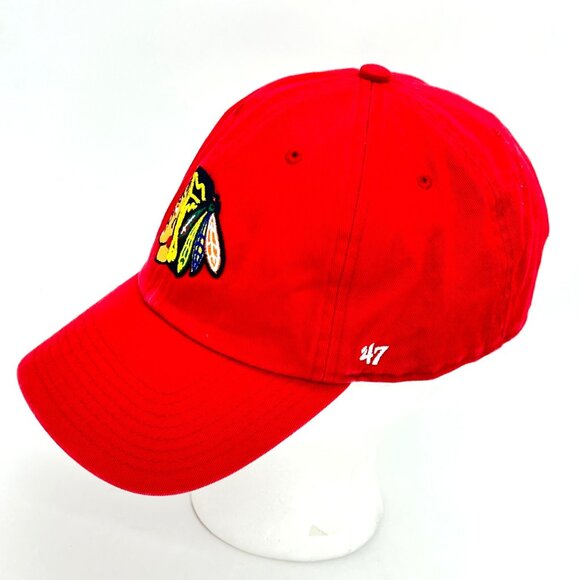 Chicago Blackhawks NHL Adjustable Flop Cap Hat 47 Brand Embroidered Logo OSFA - Picture 8 of 15